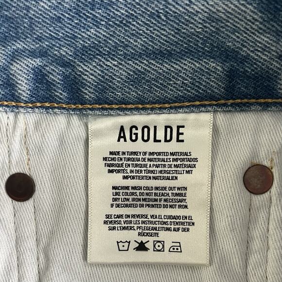 Agolde Parker Vintage Cut Off Light Wash Denim Jean Shorts - Picture 5 of 6